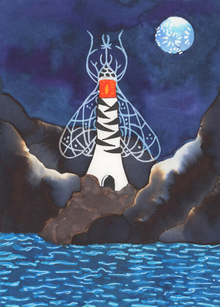 Lunar Anomaly, ink and watercolours