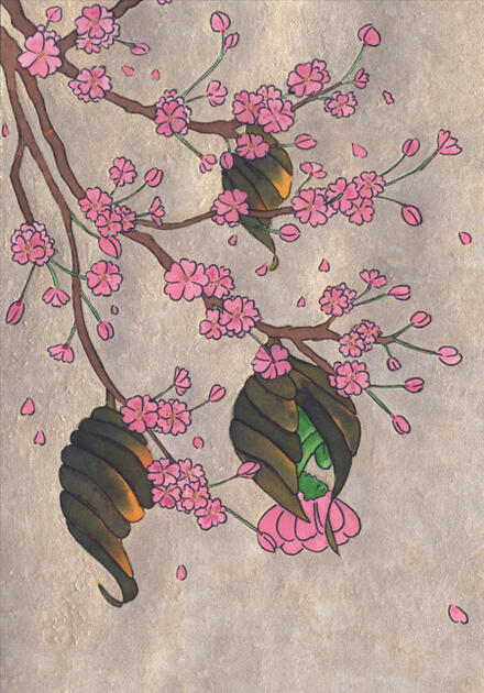 Emergence, coloured inks and watercolours